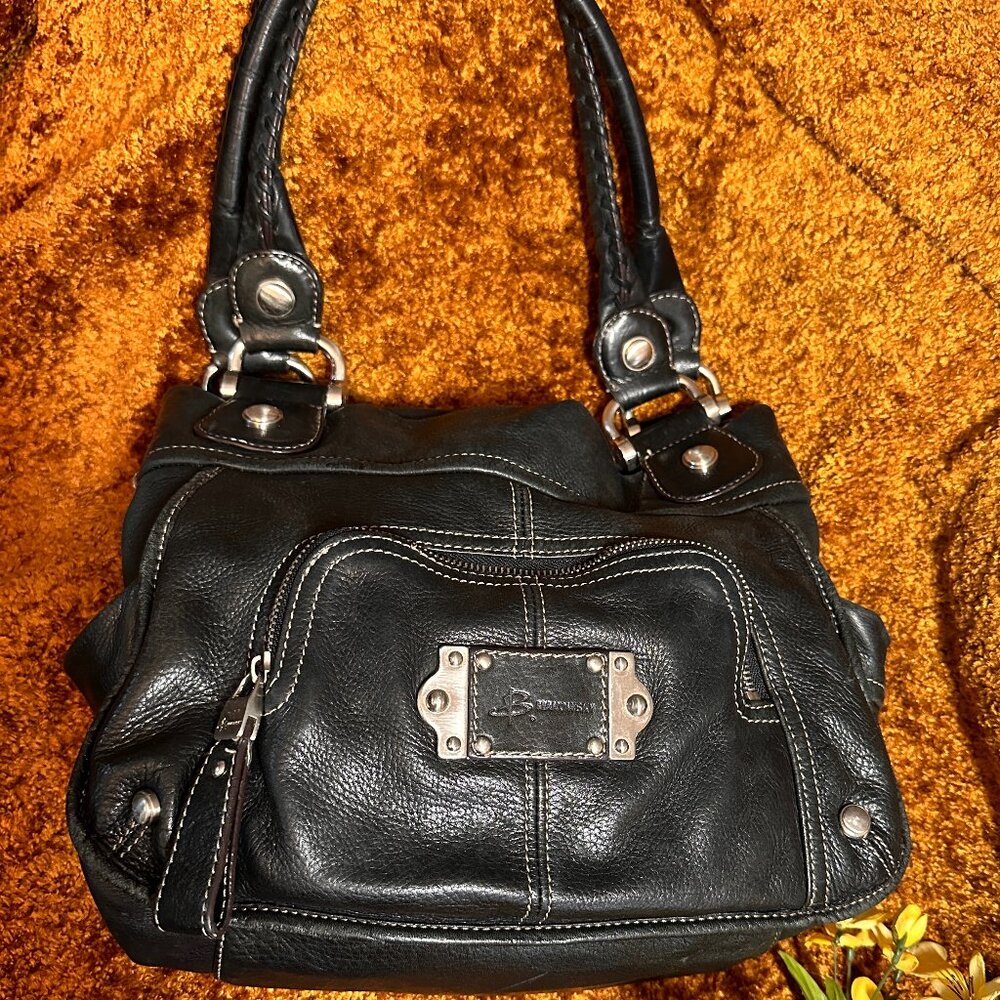 b. makowsky Black Leather Satchel